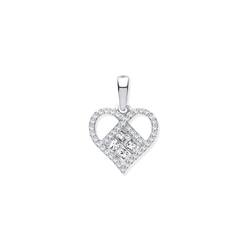 9ct White Gold 0.33ctw Heart Diamond Pendant