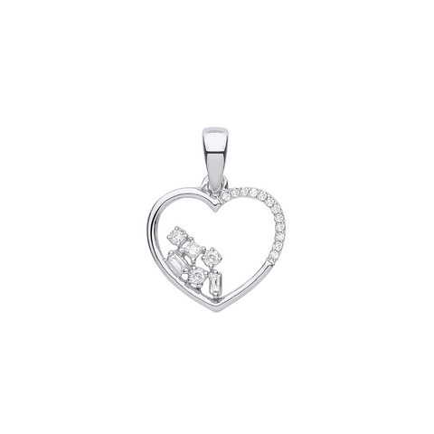 9ct White Gold 0.10ct Diamond Heart pendant