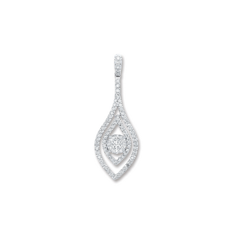 18ct White Gold 0.60ct Marquise Shaped Diamond Drop Pendant