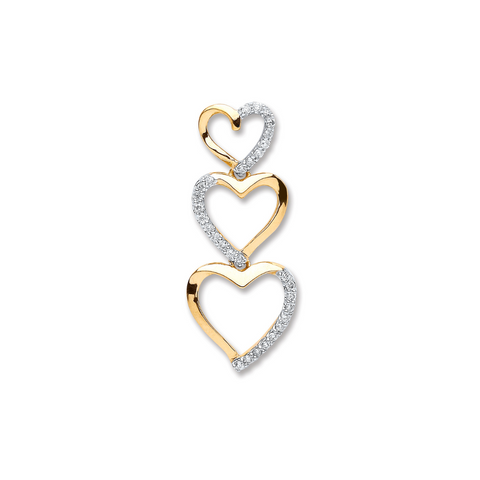 9ct Yellow Gold 0.15ct Diamond Heart Pendant