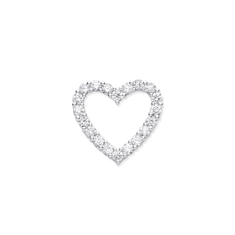 18ct White Gold 1.01ct Diamond Heart Shaped Drop Pendant