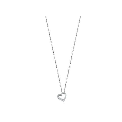 9ct White Gold 0.13ct Diamond Heart Pendant with 18in/45cm Chain