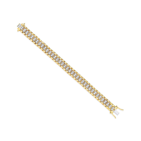 9ct Yellow Gold Fancy Link 0.21ctw Diamonds Child Bracelet