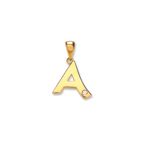 9ct Yellow Gold 0.01ct Diamond Initial Pendant