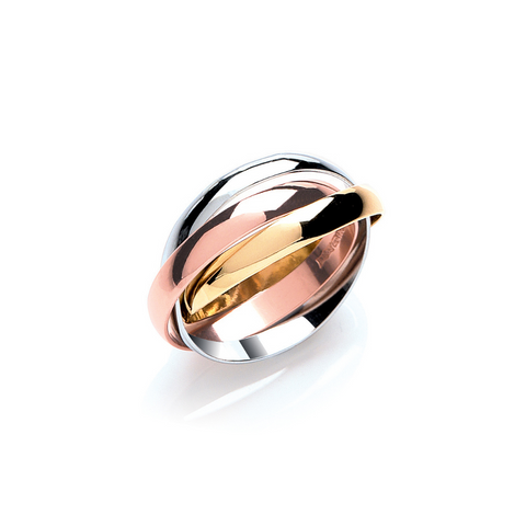 9ct Yellow, White & Rose Gold 3mm Russian Wedding Band
