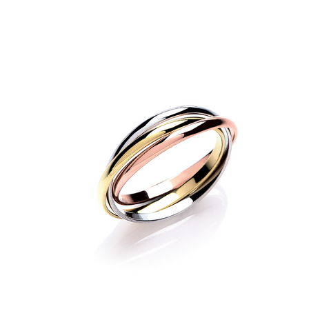 9ct Yellow White & Rose Gold 2mm Russian Wedding Band