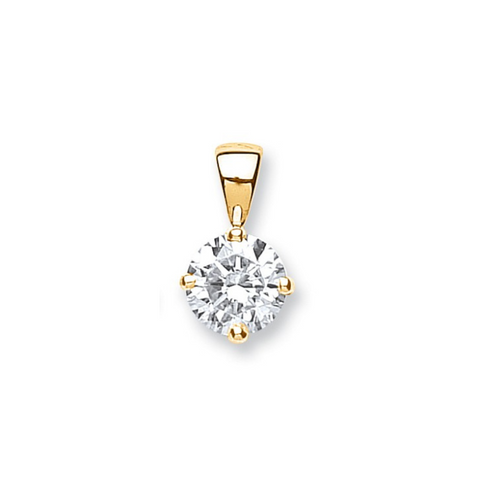 18ct Yellow Gold 1.00ct Claw Set Diamond Solitaire Pendant