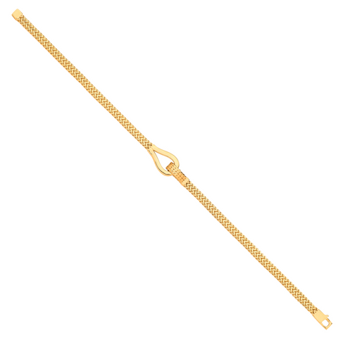 9ct Yellow Gold Herringbone Style Hollow Hook Ladies Bracelet