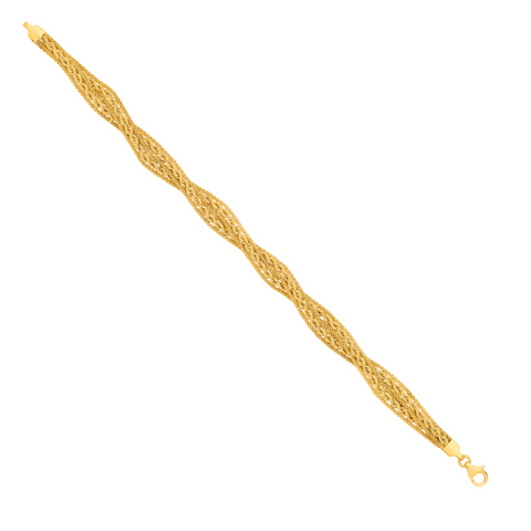 9ct Yellow Gold Graduated Rope & Mesh 18" Necklace/Ladies Bracelet