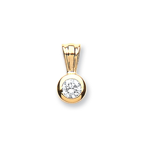 18ct Yellow Gold 0.25ct Rubover Set Diamond Solitaire Pendant