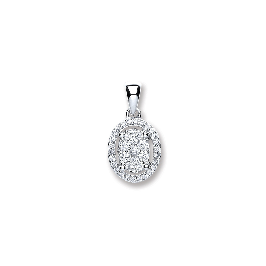 18ct White Gold 0.23ct Diamond Oval Shape Pendant