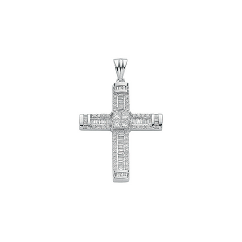 18ct White Gold 1.52ct Brilliant, Princess & Baguette Diamond Cross