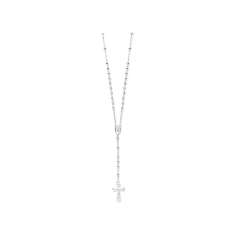 925 Sterling Silver 24" Rosary Beads Chain