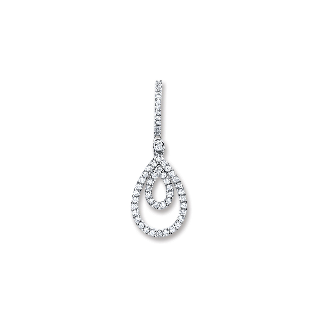 9ct White Gold 0.30ct Diamond Drop Pendant