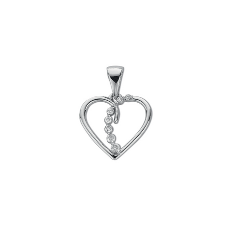 9ct White Gold 0.10ct Diamond Heart Pendant
