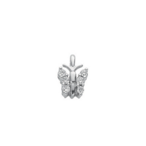 9ct White Gold 0.15ct Diamond Butterfly Pendant