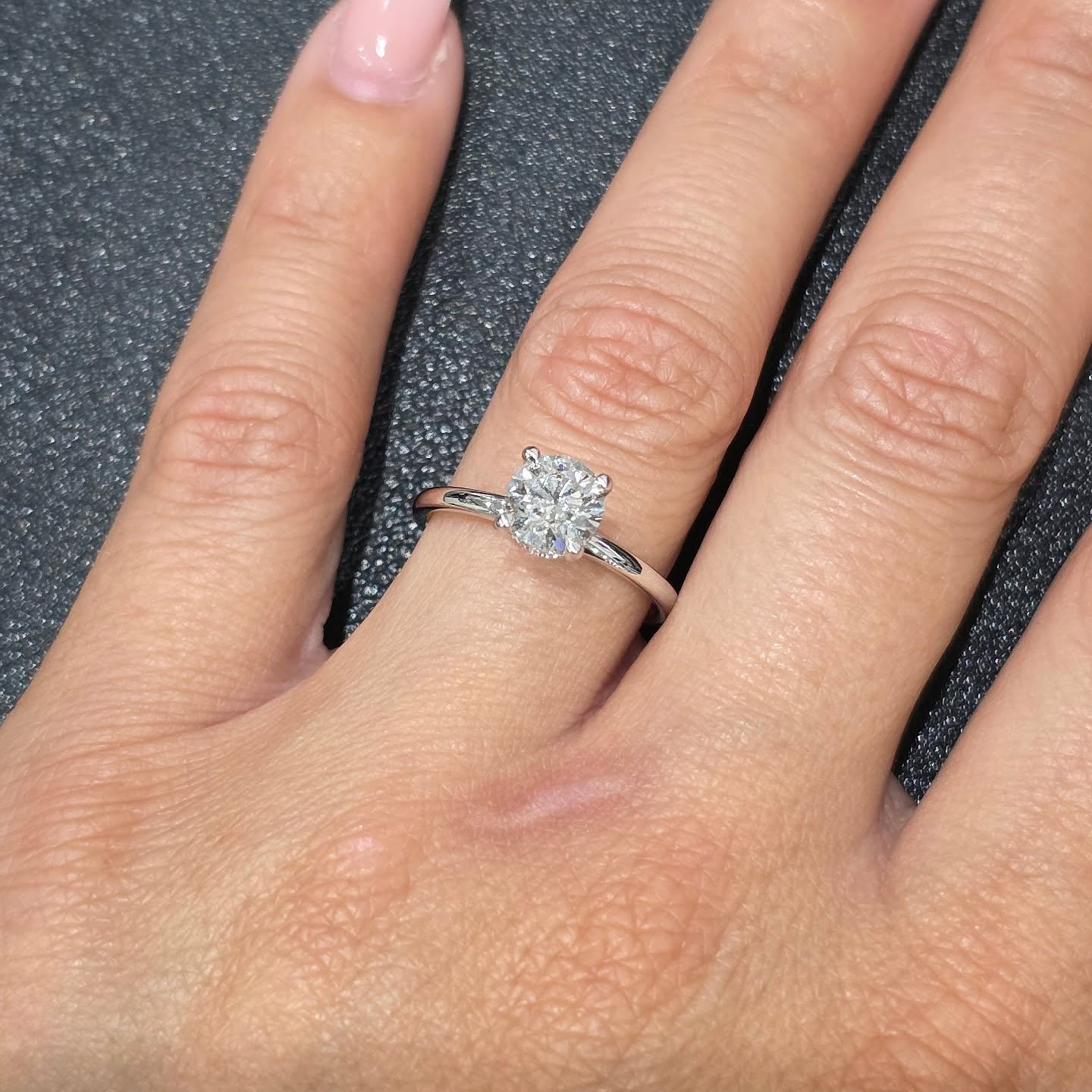 18ct White Gold 1.05ct Solitaire Lab Grown Hidden Halo Diamond Ring IGI Certified