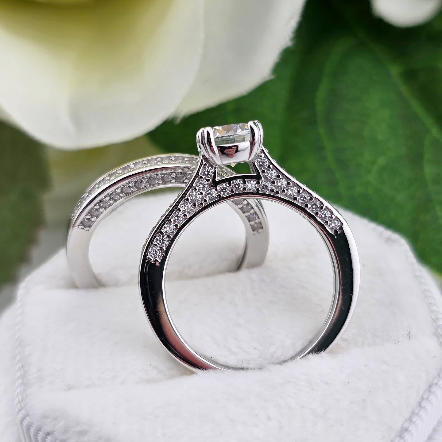 925 Sterling Silver Channel Set Cz Ladies Ring Set