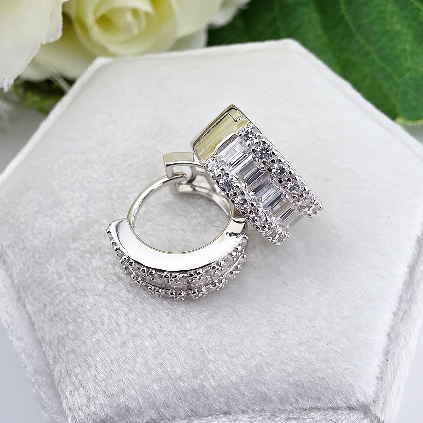 925 Sterling Silver Cubic Zirconia Huggies Earrings