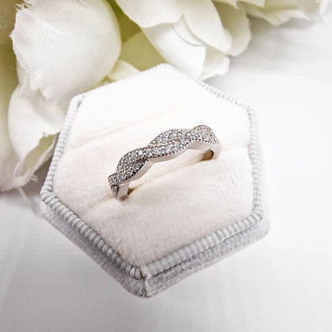 925 Sterling Silver Cz Braided Eternity Ring