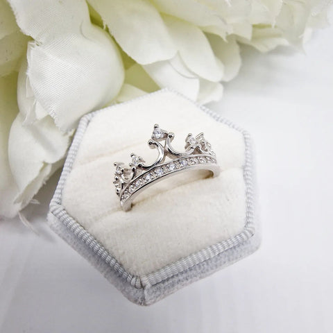 925 Sterling Silver Cz Crown Ring