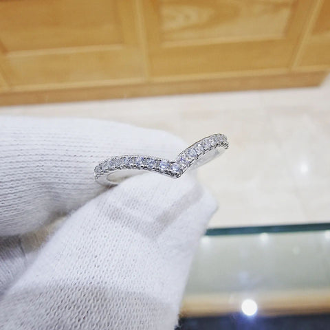 925 Sterling Silver Cz Wishbone Ring