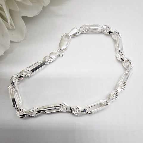 925 Sterling Silver 4.7mm Fancy Rope Chain & Bracelet