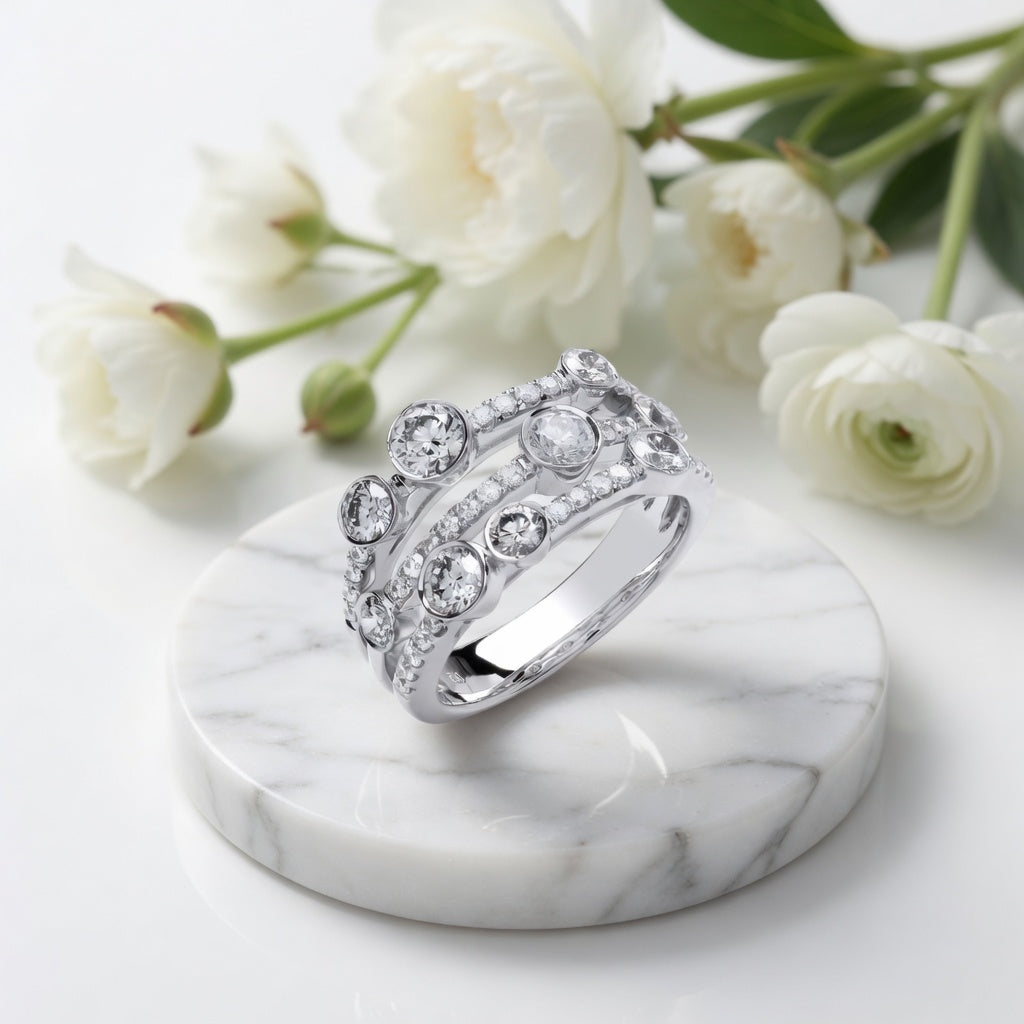 9ct White Gold 1.70ct Lab Grown Diamond Dress Ring WGI Certified