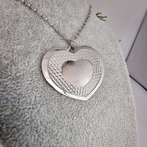J-JAZ 925 Sterling Silver Big Heart 18" Necklace