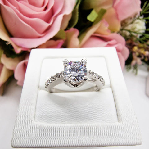 9ct White Gold Cz Solitaire Ring