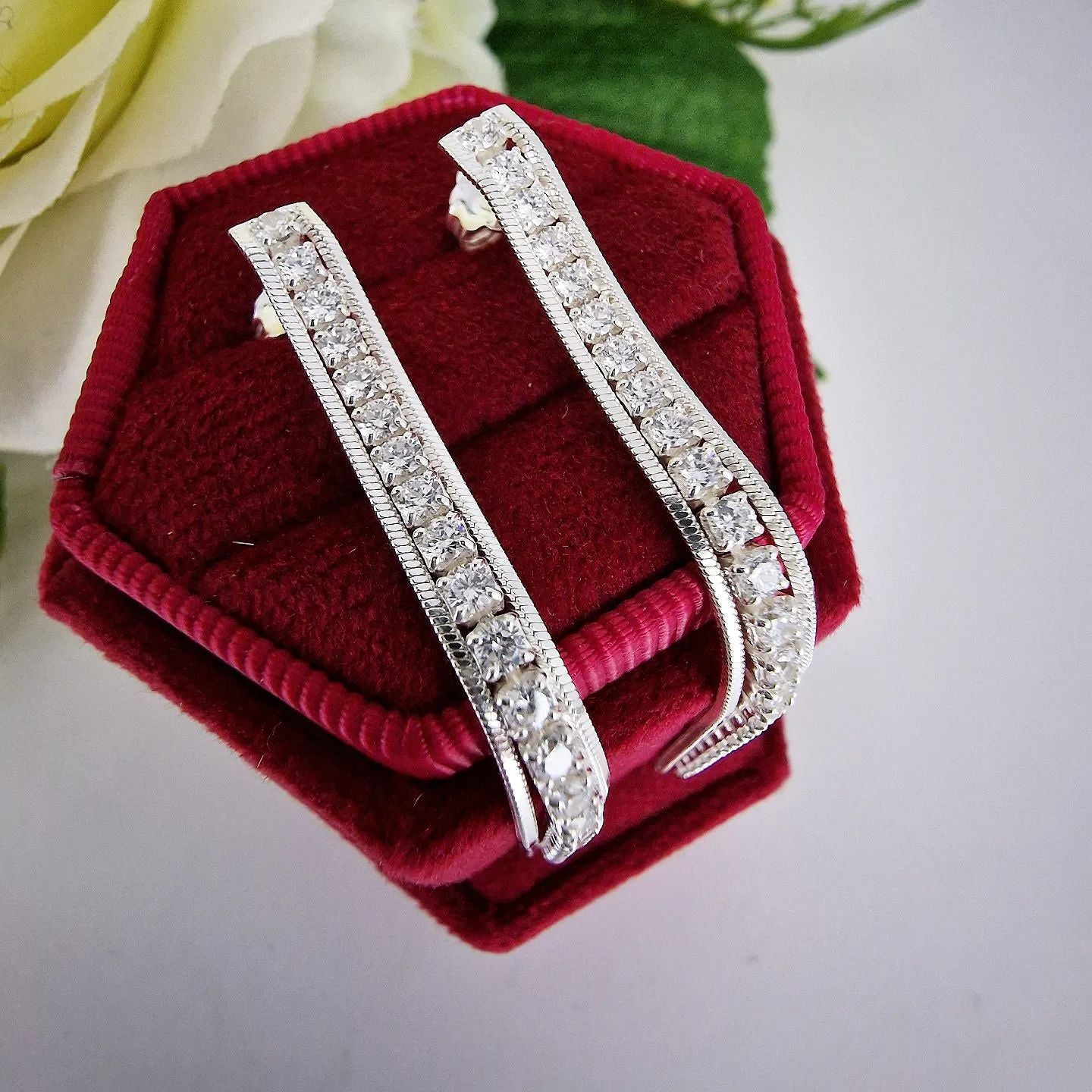 925 Sterling Silver 55mm Line Drop Earrings