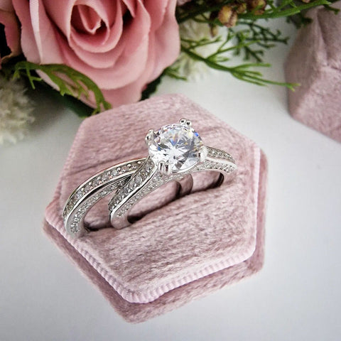 925 Sterling Silver Channel Set Cz Ladies Ring Set