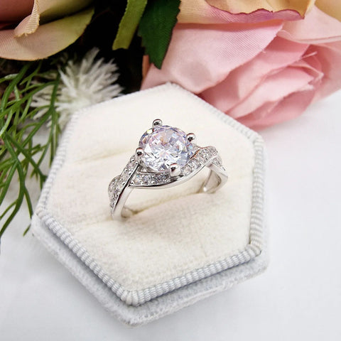 925 Sterling Silver Cz Solitaire With Infinity Band