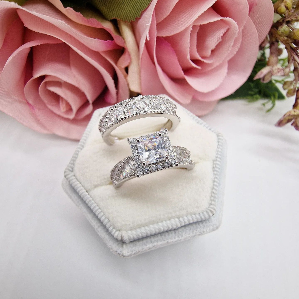 Ring Bundles Package Deals 2025 925 Sterling Silver Shiny Full Diamond Ring Cubic  Zirconia Flower Ring CZ Diamond Ring Personality Ring For Women Luxury And  Delicate Female Style Wedding Engagement Princess Ring, image size:1200x1200