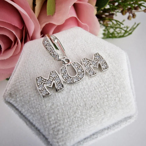 925 Sterling Silver Cz Mum Pendant with Chain