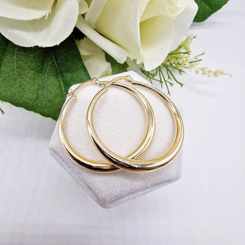 9ct Yellow Gold Graduated Curve Hollow Hoop Earrings