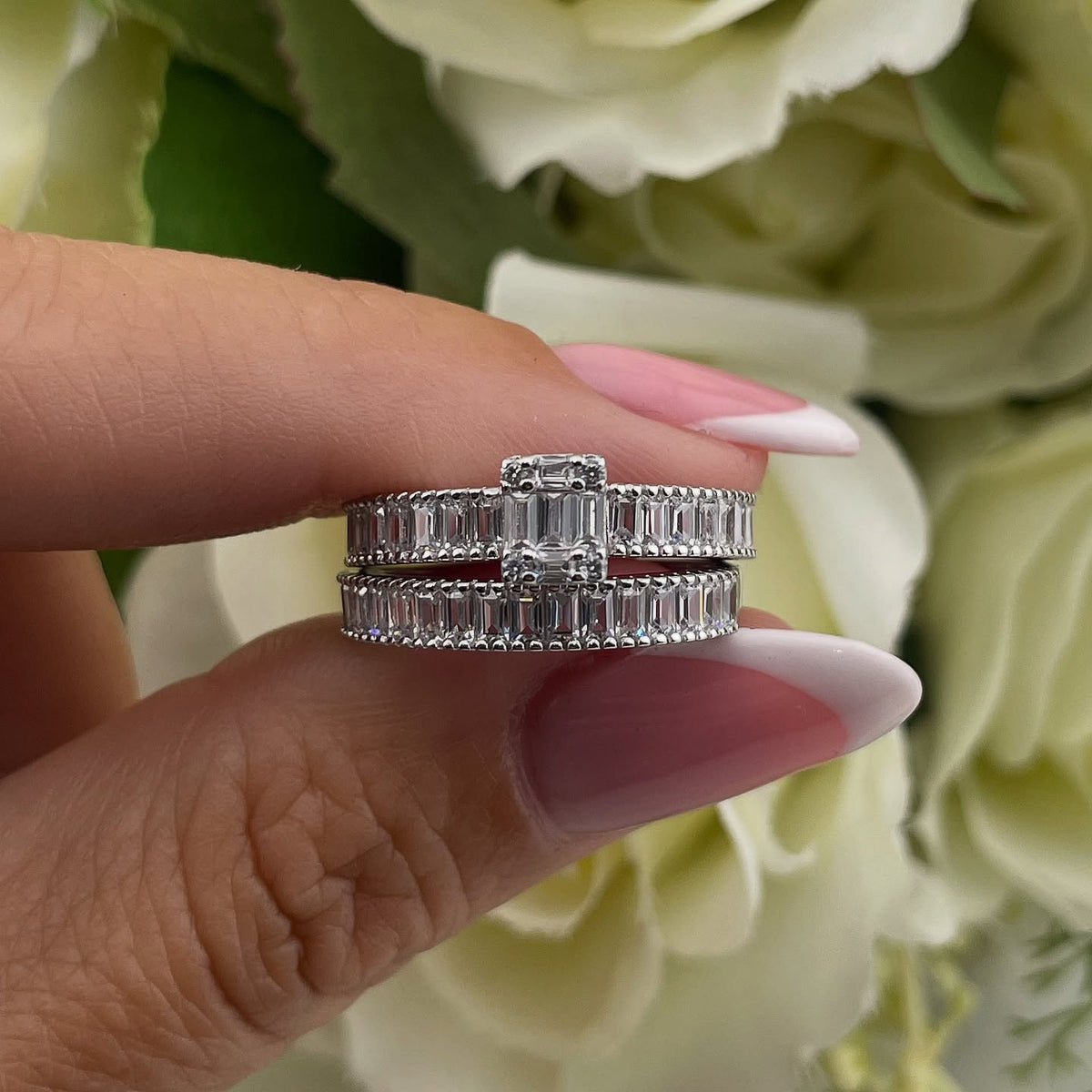 Vecalon 925 Sterling Silver Eternity Ring 6mm 5A Zircon Sona Cz Engagement Wedding Band Rings For