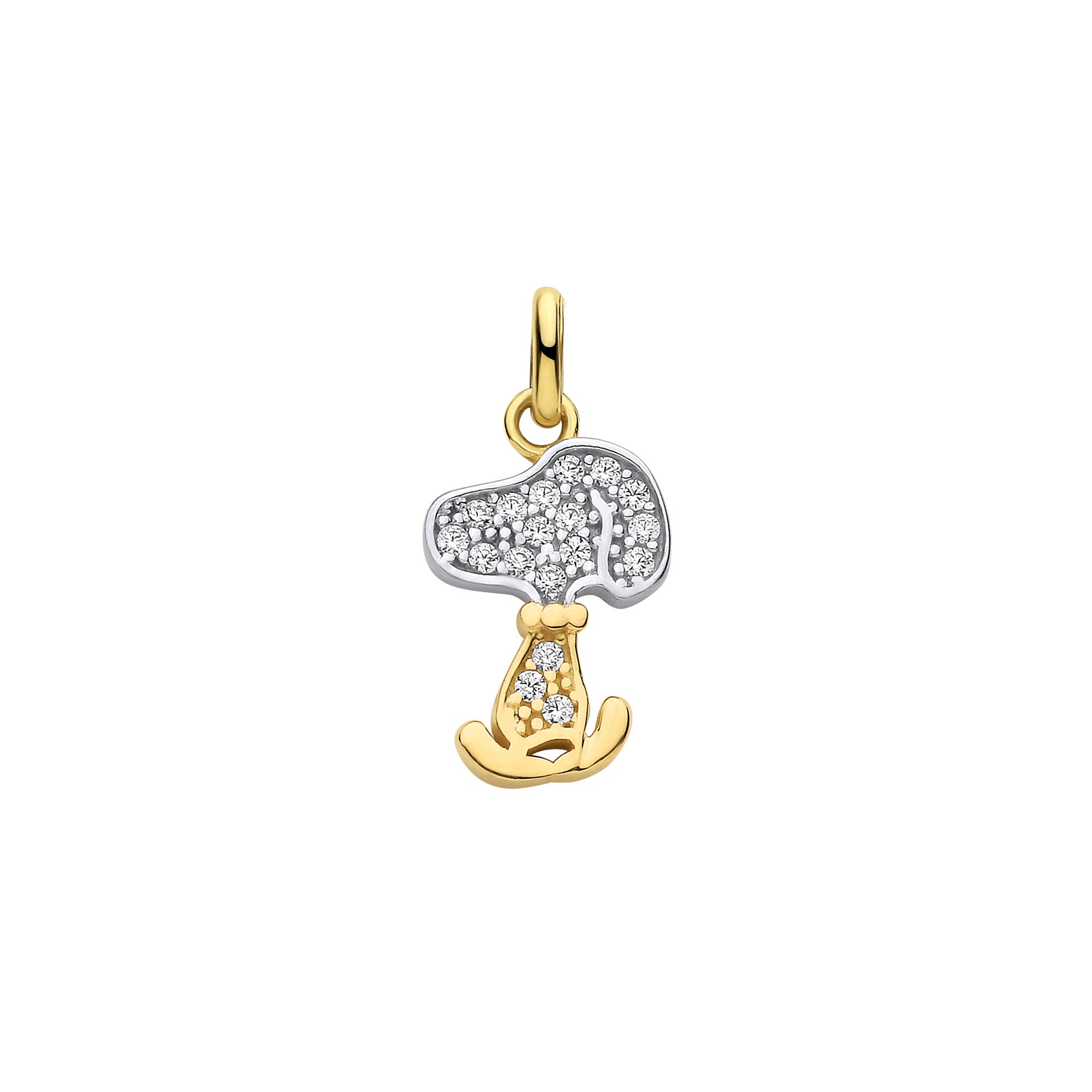 9ct Yellow & White Gold Snoopy Cz Pendant