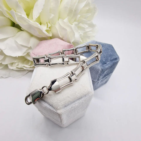 925 Sterling Silver Bike Chain Style Ladies Bracelet