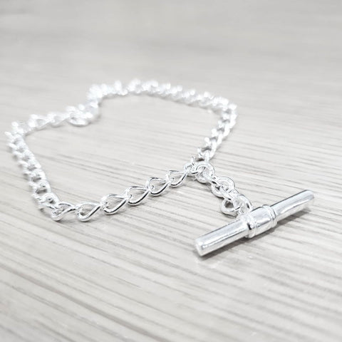 925 Sterling Silver Fancy T-Bar Ladies Bracelet