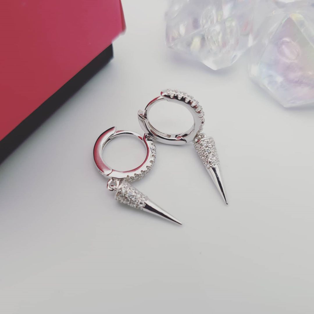 925 Sterling Silver Circle and Spike Drop Earrings