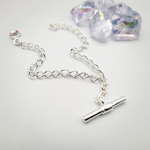 925 Sterling Silver Fancy T-Bar Ladies Bracelet