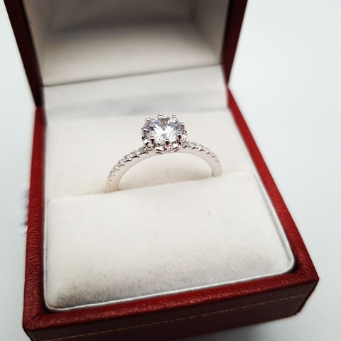 925 Sterling Silver 1ct Cz Vintage Solitare Ring