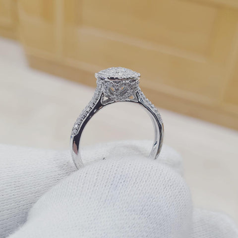 18ct White Gold G/SI Square Halo Style 0.50ct Diamond Ring