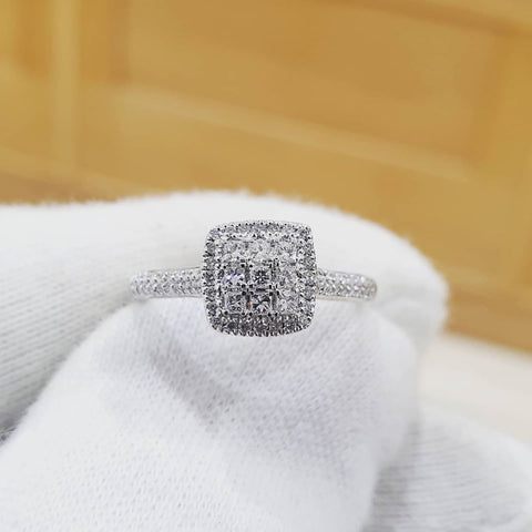 18ct White Gold G/SI Square Halo Style 0.50ct Diamond Ring
