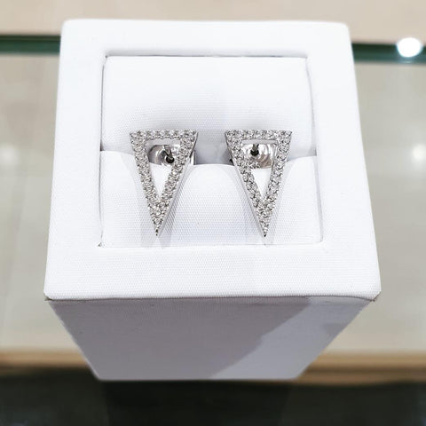 925 Sterling Silver Triangle Cz Stud Earrings