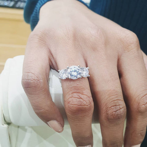 925 Sterling Silver Claw Set Trilogy Ring
