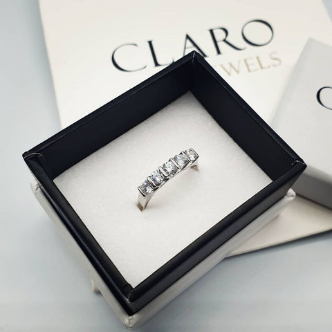 925 Sterling Silver Fancy Cz Half Eternity Ring