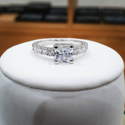 925 Sterling Silver Claw Set Princess Cut Cz Solitaire Ring