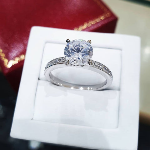925 Sterling Silver Claw Set Cz Solitaire Ring